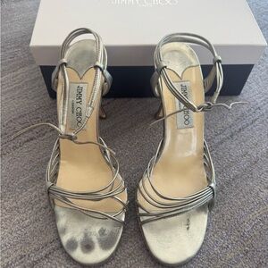 Jimmy Choo Metallic Silver Strappy Heels